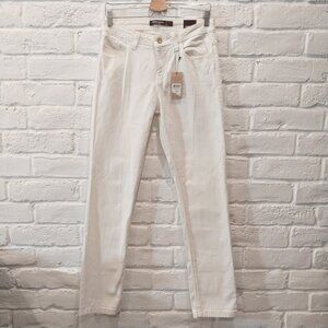 Johnston Murphy White Jeans Women 6 Straight Mid Rise Stretch Waist 30 Inseam 33